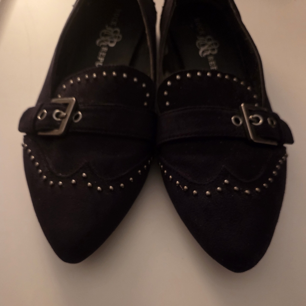 ✨ADD-ON✨Rock & Republic Women's Black Velvet Studded Flats with Buckle - 7